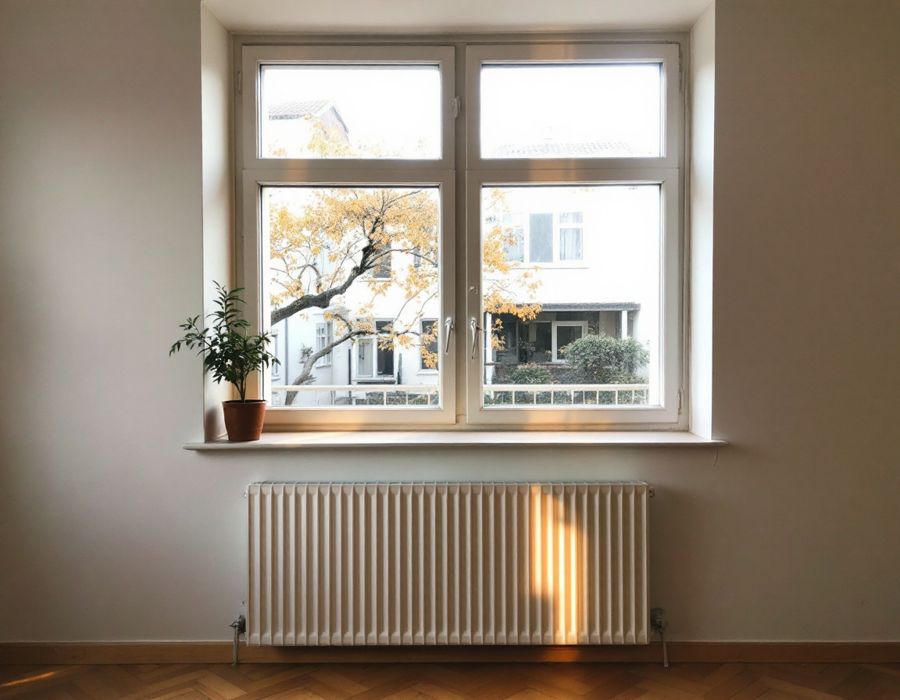 Kundenfoto (Symbolbild): Altbau-Wohnzimmer mit hohen Fenstern ohne Vorhänge